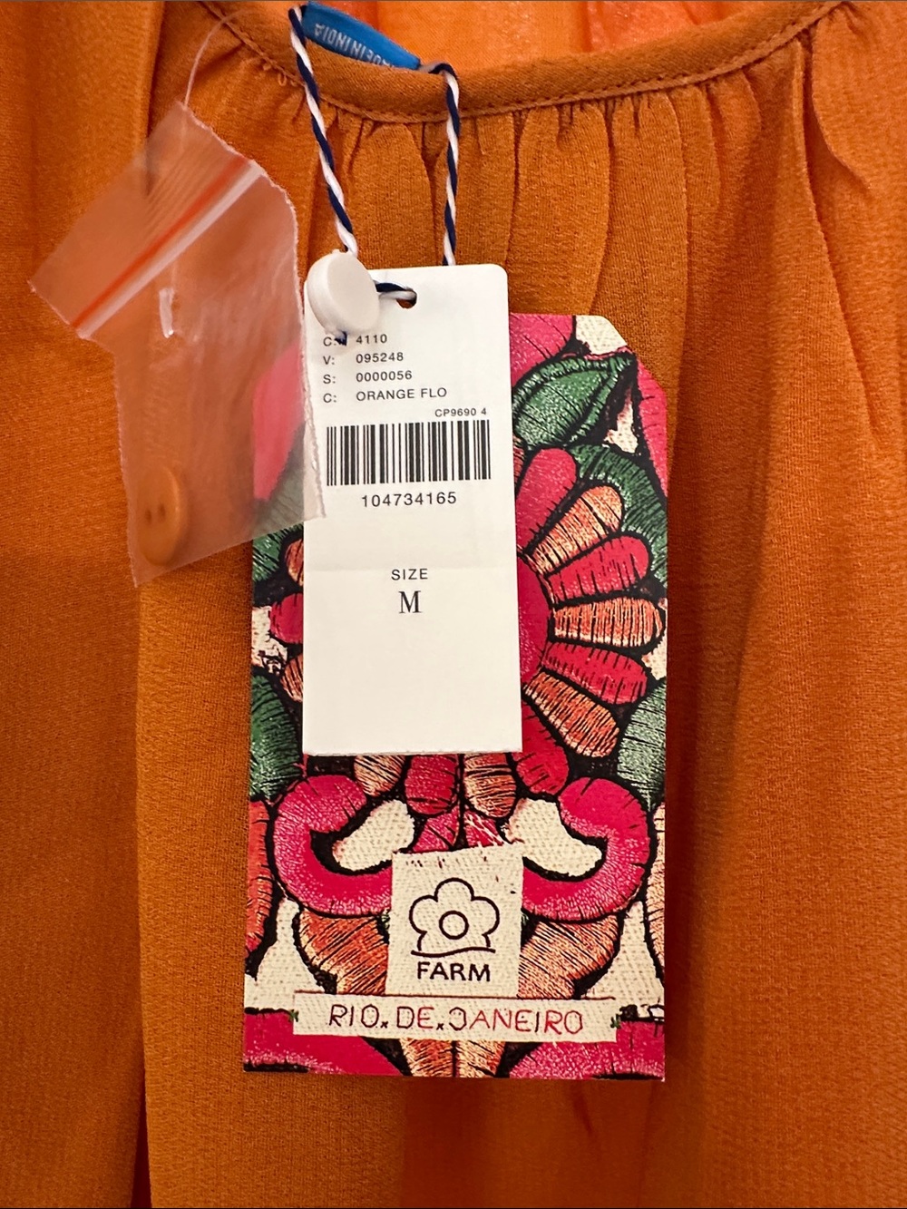 FARM Rio Orange Floral High-Neck Blouse with Pink Flowers - Picture 4 of 4